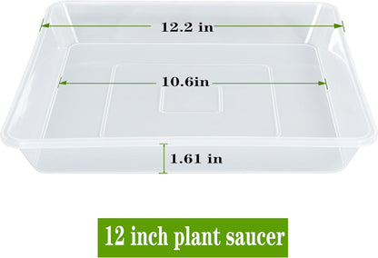 Square Plant Saucer 12 Inch 5 Pack, Strong Clear Plastic Flower Plant Pot Saucer, Square Planters for Indoors and Outdoors Plants, Garden Plant Saucers for Pots Plant Trays.