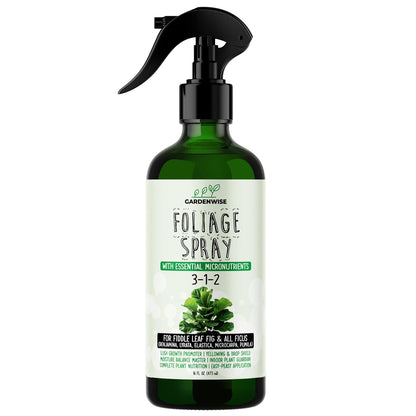 3-1-2 Fiddle Leaf Fig Foliar Spray - Plant Shine & Fertilizer - Premium Spray for Indoor Plants with Essential Nutrients - Fiddle Leaf Fig Plant Food & Fertilizer - Ready-to-Use (8 OZ)