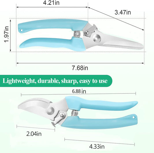 Premium Garden Shears, Pruning Scissors Gardening Tools, Pruners For Flower, Bushes, Rose And Fruit Tree, Use For Florist, Yard And Orchard the Plant Clippers, Sharp White Steel Anvil Snips