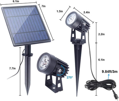 APONUO Solar Spotlights Landscape Lights Low Voltage Outdoor Solar Spotlight IP65 Waterproof 9.8ft Cable Auto On/Off with 4 Cool White for Outdoor Garden Yard Landscape Downlight (4-in-1)