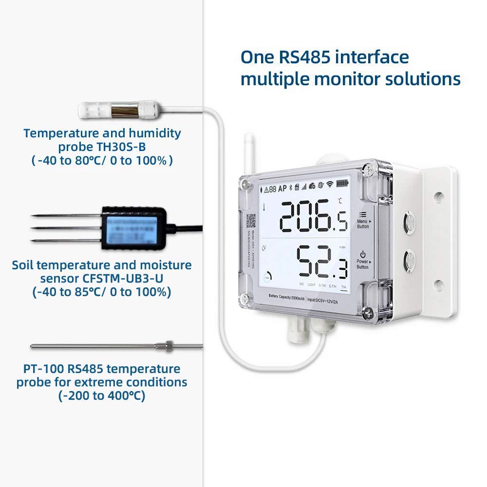 Ubibot Thermometer Hygrometer, Wireless Temperature Data Logger, Remote Humidity Monitor for Refrigerated Truck Free App Email Alarm, IFTTT 2.4GHz only (GS1-AETH1RS Ethernet)