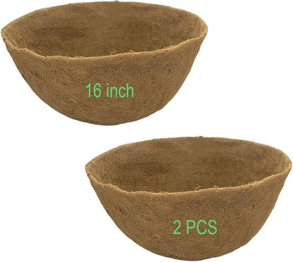 Coco Liners for Planters 16 Inch 2PCS Round Shape Coco Liner Coir Fiber Replacement Liner for Wall Basket Planters