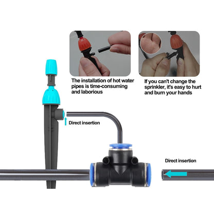 Drip Irrigation System,50FT Main Pipe and 16FT Branch Pipe,10 Adjustable Drippers with Piles, Quick Socket Connection.Plant Watering System of Garden Potted Elevated Garden Bed.(Dual-Purpose Nozzle)