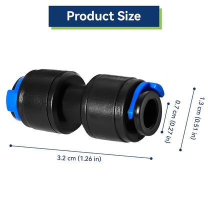 20 Pack 1/4" Drip Universal Straights Fitting Connectors, Quick Connect Universal Drip Irrigation Tubing Coupling Valve, Connector Locking Fitting for Sprinkler or Drip Irrigation System
