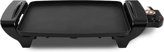 Elite Gourmet EGR-2722B Electric 10.5" x 8.5" Griddle, Cool-touch Handles Non-Stick Surface, Removable/Adjustable Thermostat, Skid Free-Rubber Feet, Black