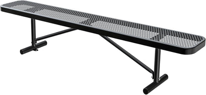 Heavy-Duty Park Bench or Table for Outside - Black Coated Outdoor Furniture Steel Bench, Commercial-Grade Outdoor Benches Weatherproof for Park, Patio, Porch (Black, 8FT (Without Backrest))