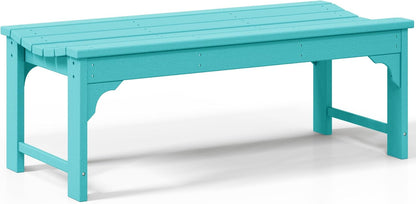Outdoor Benches Weatherproof, All Weather Resistant Park Bench Poly Lumber Backless Garden Bench Seat for Entryway Front Porch, Turquoise