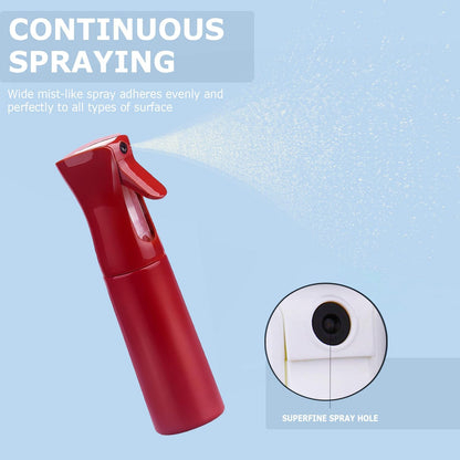 VIGOR PATH Continuous Spray Bottle with Ultra Fine Mist - Versatile Water Sprayer for Hair, Home Cleaning, Salons, Plants, Aromatherapy, and More - Empty Hair Spray Bottle - 300ml/10.1oz (Red)