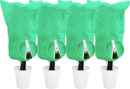 EAONE 4 Pack Plant Covers Freeze Protection, 47x71'' Winter Frosts Cloth for Outdoor Plants, Reusable Frost Blankets Drawstring Bags for Cold Freeze Sun Protection Bird Insect Prevention, Green