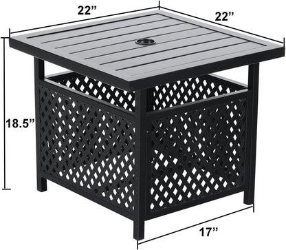 PHI VILLA Outdoor Patio Umbrella Side Table Base Stand with 1.57" Umbrella Hole for Garden,Pool Deck - Black
