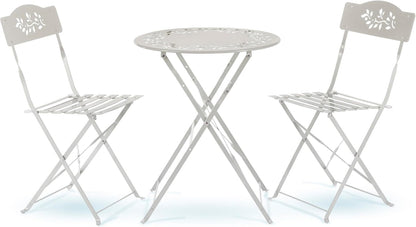 Alpine Corporation Indoor/Outdoor 3-Piece Bistro Set Folding Table and Chairs Patio Seating, White