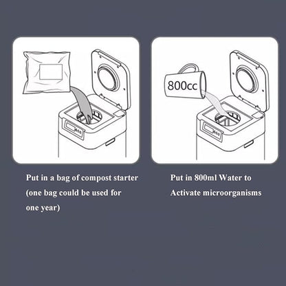 Electric Compost Bin Smart Waste Kitchen Composter, Electric Kitchen Compost Bin Eco-Friendly Sustainable Indoor Countertop Food Cycler, Odor-Free, Fertilizes Your Garden Composter