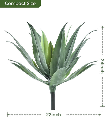 Velener 24 Inch Tall UV Resistant Artificial Agave Plant - Realistic Faux Succulent for Indoor & Outdoor Decor, Perfect for Home, Office, and Housewarming