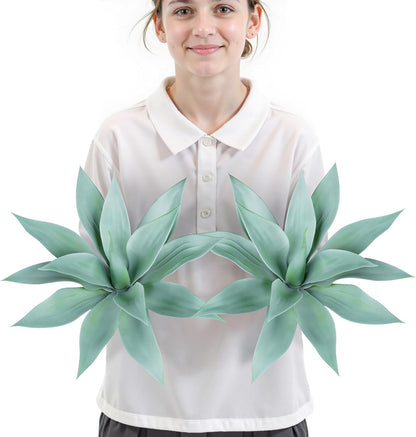 Velener Artificial Outdoor Blue Agave Plant - Small Size UV Resistant Fake Agave Plants for Indoor and Outdoor Decor(14 Inch)-2 Pack
