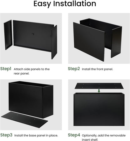 Metal Planter Box 38”x12”x30” with Adjustable Shelf & Smart Drainage - Heavy-Duty Powder-Coated Steel, All-Weather Indoor/Outdoor Use for Garden, Patio, Balcony