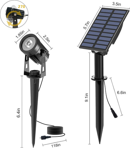 T-SUN RGB Solar Spotlights Waterproof Outdoor, Lights Auto ON/Off Color Changing Wall for Garden, Driveway, Pathway, Pool Area(RGB), 1-IN-1