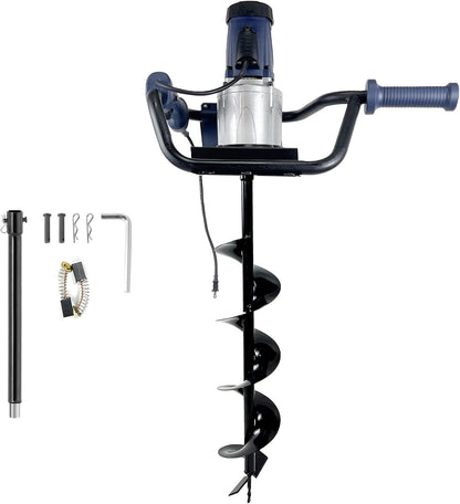 JACKCHEN 1500W Electric Post Hole Digger, Earth Auger with 6 inch Auger Drill Bit, Earth Auger Post Hole Digger Electric, Ideal for Post Hole Digging, Drilling, Tree Planting, Blue