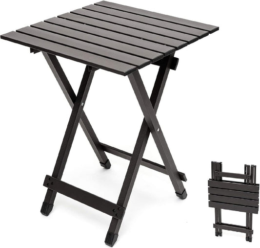 SUNNYFEEL Folding Camping Table - Lightweight Aluminum Portable Picnic Table, 18.5x18.5x24.5 Inch for Cooking, Beach, Hiking, Travel, Fishing, BBQ, Indoor Outdoor Small Foldable Camp Tables