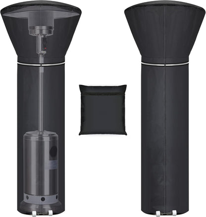 Patio Heater Covers with Reflective Strip,Outdoor Heater Cover Waterproof,Dustproof,Wind-Resistant,Sunlight-Resistant,Snow-Resistant,Black,89.5''x 33.5" Dome x 19.5" Base