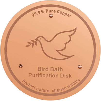 1Pack Bird Bath Copper Purification Disk | 0.6mm Reinforced 99.9% Pure Copper | Universal Fit for Outdoor Birdbaths(Birdbath Copper 1 Pack)