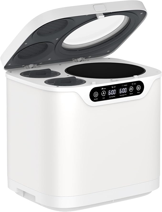 4L Electric Composter for Kitchen, Smart Compost Bin Outdoor Indoor, Auto-Cleaning, 2 Detachable Carbon Filter, Turn Food Waste to Fertilizer for Garden