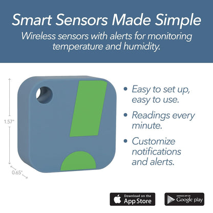 HT1 Smart Temperature Sensor and Humidity Sensor - Bluetooth Thermometer and Hygrometer with App Monitoring - Indoor/Outdoor Temperature and Humidity Monitor for RV, Basement, Fridge & More (1 Pack)