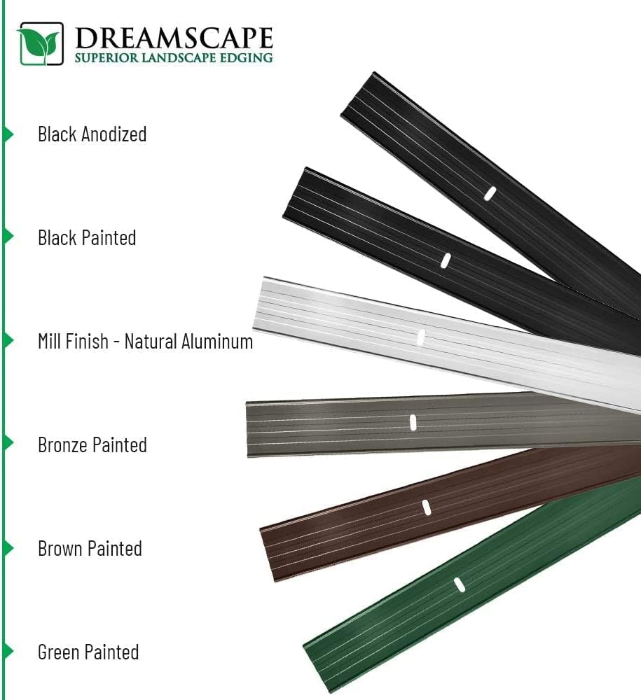 Dreamscape E-Z Edge Aluminum Landscape Edging - 8 Strips, 6ft Each (48ft Total), Mill Finish (Natural Aluminum) - Professional Quality Landscaping Border, Metal Divider for Lawn, Garden, Flowerbed…