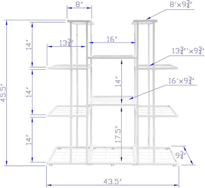 4 Tier 11 Potted Metal Large Plant Stand for Indoor Outdoor Flower Pot Display Planter Shelf, White