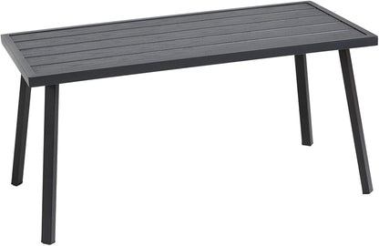 C-Hopetree Small Metal Outdoor Coffee Side Table for Outside Patio, Rectangle, Black
