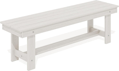 SERWALL 2-Person Outdoor Bench Backless, HDPE Outdoor Benches Weatherproof, 700 Lbs Weight Capacity, Poly Lumber Patio Furniture for Garden, Porch and Park, White