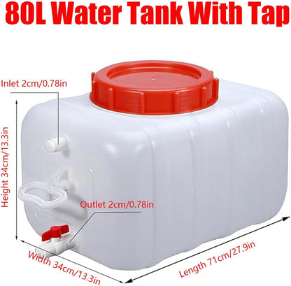 Plastic Water Tank 25L/35L/50L/80L/110L/200L Water Container，Rain Water Tank，Food-Grade Rectangular Thickened Water Tower with Faucet for Household Water Storage(Size:80L)