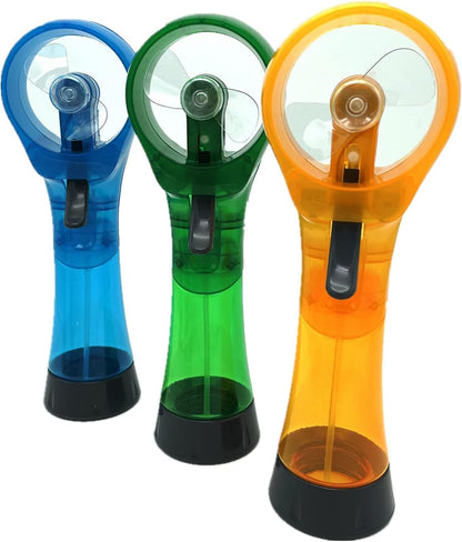 Water Misting Fans Portable Personal Handheld Spray Fan Cooling Outdoor Cooler, Pack of 3 (Blue/Green/Yellow)