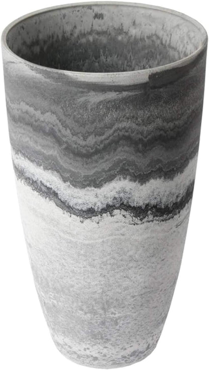 Algreen Products Acerra Composite Vase Planter with Drainage Hole, Decorative Texture, Removable Plug for Lawn and Garden, Marble