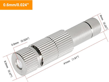 20pcs Brass Mister Nozzles, 6mm Misting Nozzles for Outdoor Cooling System, Landscaping, Air Humidification, Greenhouse Irrigation (with Filter, 0.024"/0.6mm Orifice)