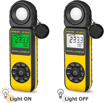 BTMETER BT-881D Digital Illuminance Light Meter, Measure Lights 0.01~400,000 Lux (0.01~40,000 FC) Foot Candles Luxmeter with 270º Rotated Sensor for Plants LED Lights Indoor Outdoor Light Tester