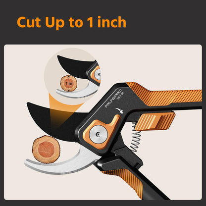 PrunePro Pruning Shears for Gardening Professional Bypass Hand Pruner Stainless Steel Sharp Blade Garden Scissors Plant Flower Garden Clipper Orange 3 Pack