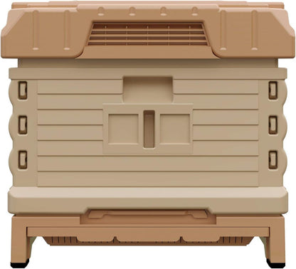 Ergo Insulated 10 Frame Bee Hive Set [NO Frames Included] (Single Hive, Tan Body Green Entrance)