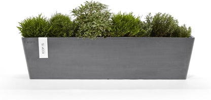 Ecopots Bruges Durable Modern Rectangular Indoor/Outdoor Recycled-Based Composite Flower Pot Planter, Grey, 31.5"