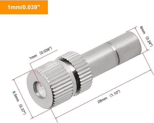 20pcs Brass Mister Nozzles, 6mm Misting Nozzles for Outdoor Cooling System, Landscaping, Air Humidification, Greenhouse Irrigation (without Filter, 0.039"/1mm Orifice)