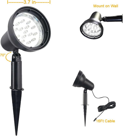SUNLONG Solar Powered Spot Lights Outdoor Waterproof 2 in 1 Bright Solar SpotLights Power Adjustable for Flag Yard Flagpole Landscape Dusk to Dawn 2 x Spots White
