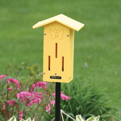 Birds Choice SNPMBFH Recycled Pole Mounted Butterfly House w/ Engraved Butterfly Silhouette, Butterfly House, 12.25", Yellow