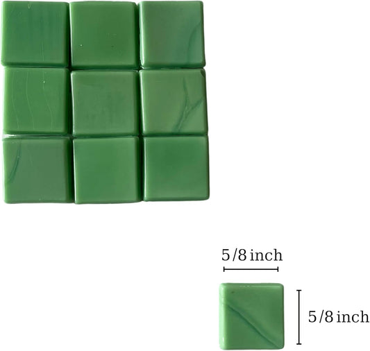 SMEIINIK 1.1lb/500g Square Mosaic Tiles for Crafts Bulk,Glass Tiles for Art Mosaic Projects, Iridescent Stained Glass Pieces for Mosaic Works (AJ23-34)