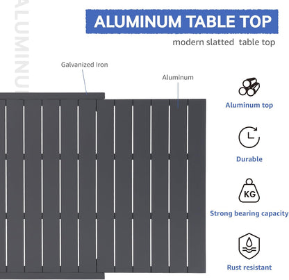 Soleil Jardin Aluminum Patio Extendable Dining Table, 63" - 105", Adjustable Indoor Outdoor Furniture Rectangle Table for 6-10 Person Porch Deck Garden, Dark-Grey