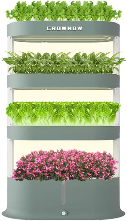 64 Pods Large Capacity Hydroponic Tower,4-Layer Hydroponics Growing System Kit with Full-Spectrum LED Grow Light,Timing Control,Indoor Hydroponic Garden for Plants Herb Vegetable