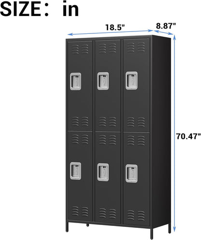 GAOMON Metal Lockers, 6-Door Metal Storage Cabinets Locker, Secure Storage Solution, Perfect for Offices, Gyms, Schools & Homes, Organizes Personal and Work Belongings Easily