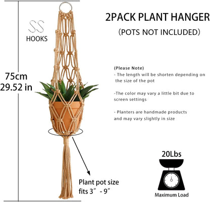 Artilady Hanging Planter for Indoor Plants Macrame Plant Hanger Large Hanging Plant Holder Brown Plants Basket White Rope Boho Original Wall Decor