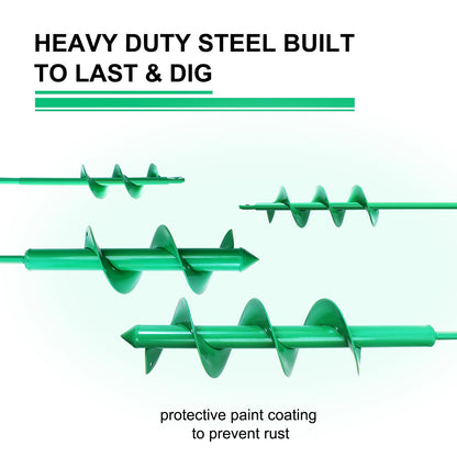 4 Pack Garden Ground Earth Spiral Drill Bit for 3/8" Hex Drive Drill, Auger Drill Bits for Bulbs Planting, Hole Digger Flowers,Bedding Digging Plant Rapid Planter Tool