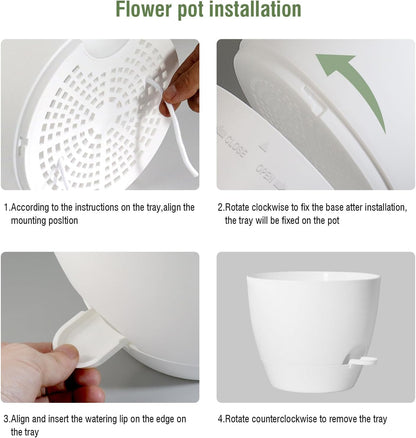 12/10/9 inch Large Self Watering Pots, Plant Pots with Mesh Drainage Holes for Indoor Outdoor Garden Plants, Flower Pots with Removable Deep Reservoir, Set of 3 Plastic Planters, White