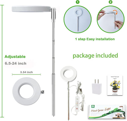 yadoker Plant Grow Light, LED Growing Light Full Spectrum for Indoor Plants,Height Adjustable, Automatic Timer, 5V Low Safe Voltage,Idea for Small Plant Light
