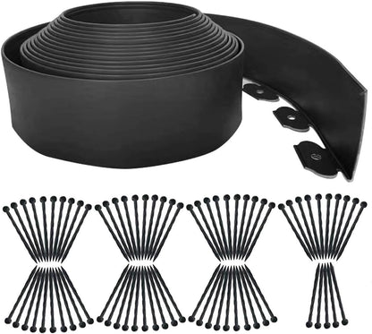 Landscape Edging 49FT,Garden Edging Borders Black [Extra Tall 4IN High] with 75pcs Plastic Stakes, Lawn Edging Flexible DIY Fence for Landscaping,Flower Bed,Grass,Gravel,Tree Surrounding